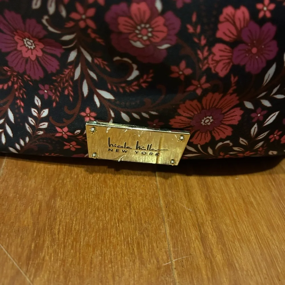 Nicole Miller Floral Cosmetic Bag - Black and Red - Picture 2 of 6